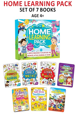 Home Learning Books Pack Age 4+ An Amazing Set of 7 Books- Phonics and Reading, Early Maths, Learn to Write, Nursery Rhymes and Story Book, Brilliant ... Sentences Level 1, My Best Colouring Book 2 