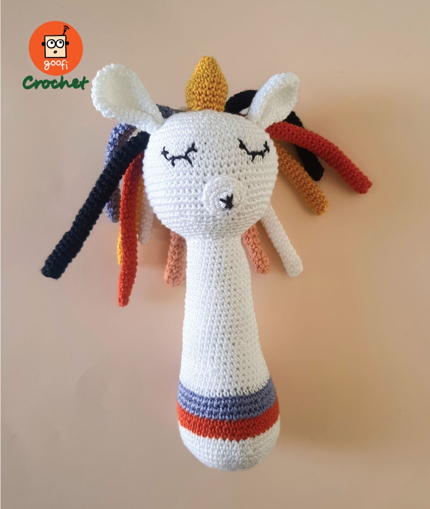 Crochet Toy Rattle Character-Unicorn