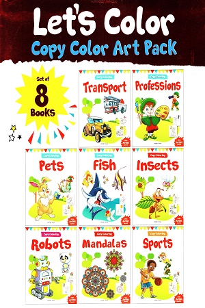 Let's Colour Copy Colouring Boxset : Pack of 8 Books (Transport, Professions, Pets, Fish, Insects, Robots, Mandalas and Sports)